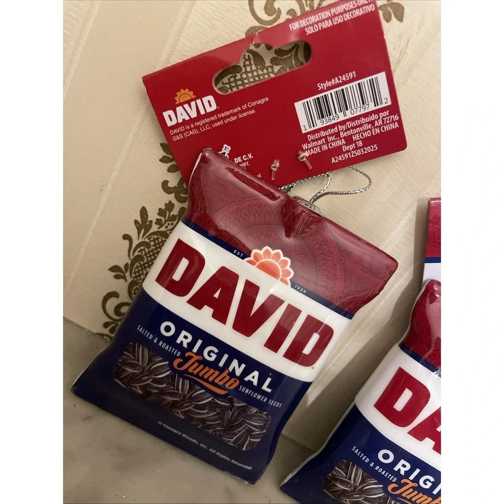 Pair‎ of NWT David Jumbo Sunflower Seed Two-Sided Kitschy Ornament